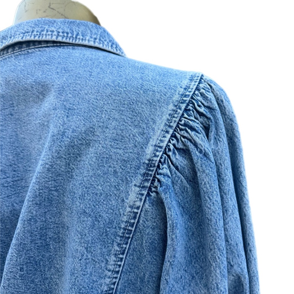 & Other Stories Puff Shoulder Cotton Denim Collared Button Down Shirt size 0 - Picture 8 of 13